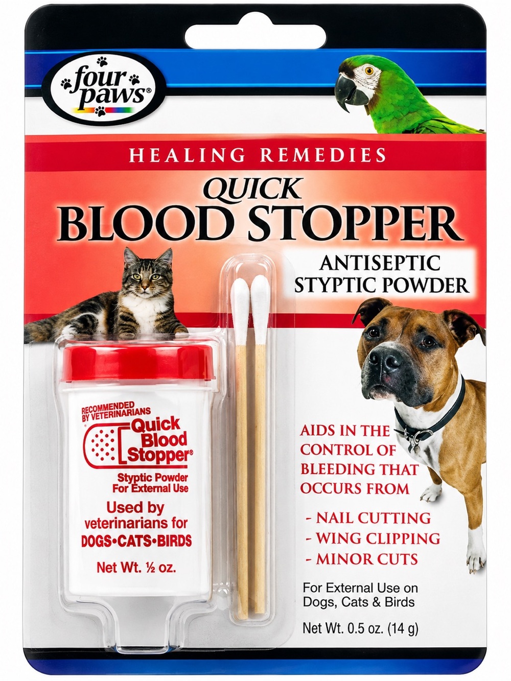 FOUR PAWS Quick Blood Stopper Styptic Powder Dog Nail Care Cats Birds NWT